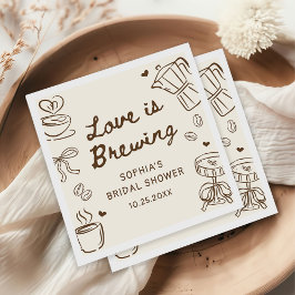 Love is Brewing Coffee Hand Drawn Bridal Shower Serviette
