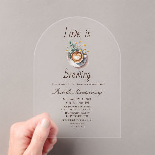 Love Is Brewing Cozy Espresso Brautparty Acryleinladungen