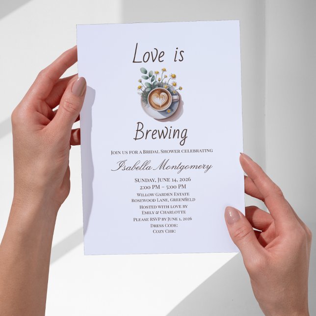 Love Is Brewing Cozy Espresso Bridal Shower Einladung (Love Is Brewing Cozy Espresso Bridal Shower Invitations)