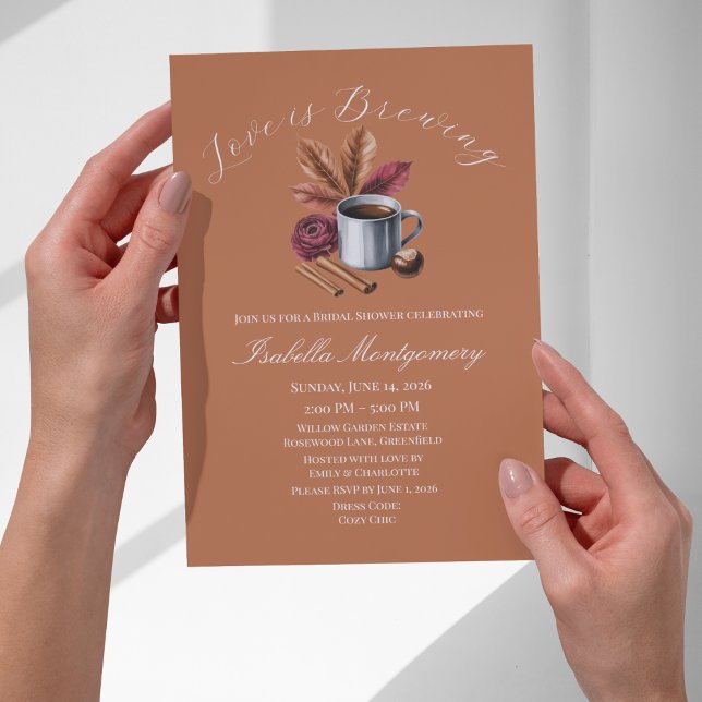 Love Is Brewing Cozy Rustic Coffee Bridal Shower Einladung (Love Is Brewing Cozy Rustic Coffee Bridal Shower Invitations
)