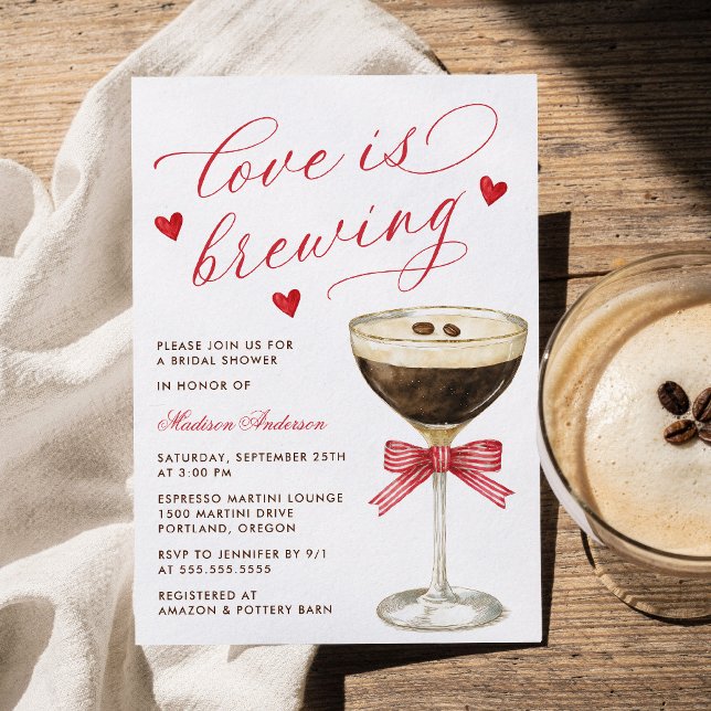 Love Is Brewing Espresso Martini Brautparty Einladung (Von Creator hochgeladen)