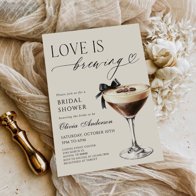 Love is Brewing Espresso Martini Bridal Shower Einladung (Von Creator hochgeladen)