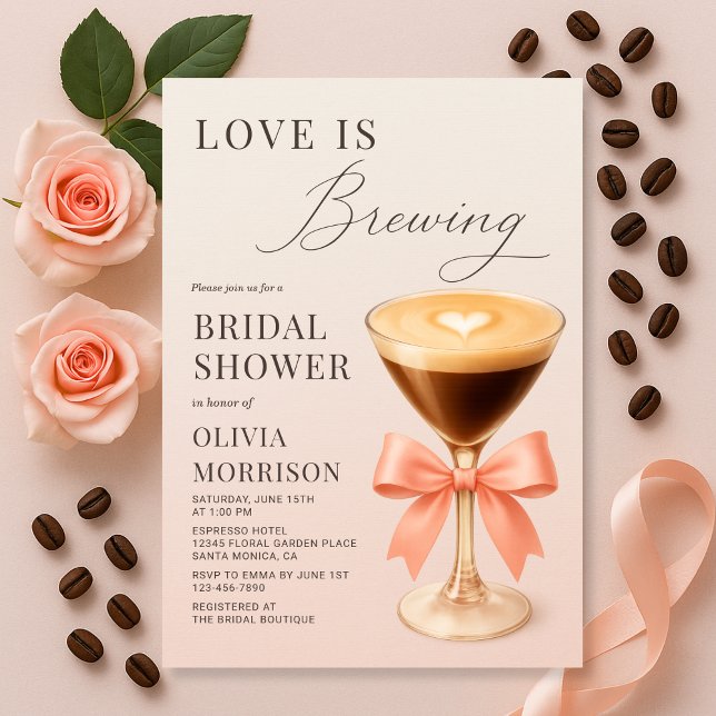 Love is Brewing Espresso Martini Bridal Shower Einladung (Von Creator hochgeladen)
