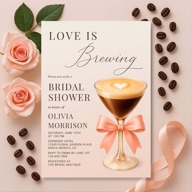 Love is Brewing Espresso Martini Bridal Shower Einladung (Von Creator hochgeladen)
