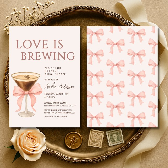 Love is Brewing  Espresso Martini Bridal Shower Einladung (Von Creator hochgeladen)