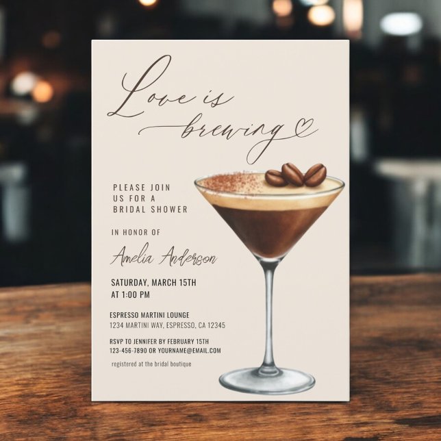 Love is Brewing Espresso Martini Bridal Shower Einladung (Von Creator hochgeladen)