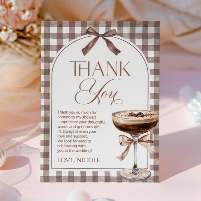 Love Is Brewing Expresso Martini Bow Bridal Shower Dankeskarte (Von Creator hochgeladen)