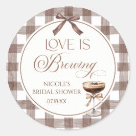 Love Is Brewing Expresso Martini Bow Bridal Shower Runder Aufkleber