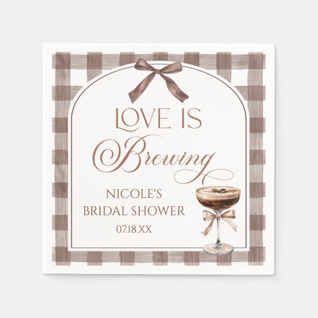 Love Is Brewing Expresso Martini Bow Bridal Shower Serviette (Vorderseite)
