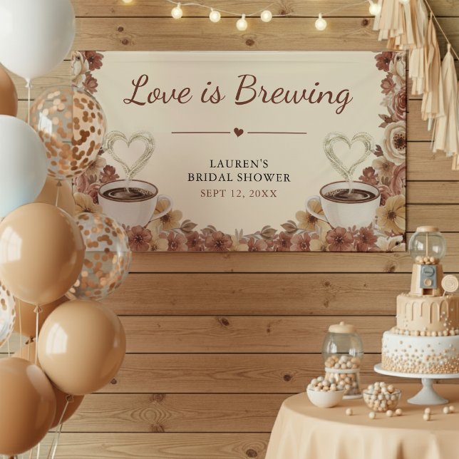 Love is Brewing Floral Coffee Heart Bridal Shower Banner (Love is Brewing Floral Coffee Heart Bridal Shower Banner
)