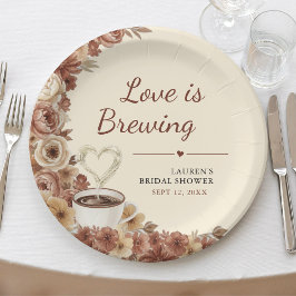 Love is Brewing Floral Coffee Heart Bridal Shower Pappteller