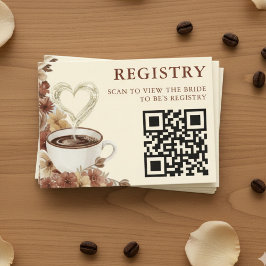 Love is Brewing Floral Coffee QR Code Registry Begleitkarte