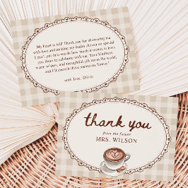Love is Brewing Gingham Coffee Bridal Shower Dankeskarte