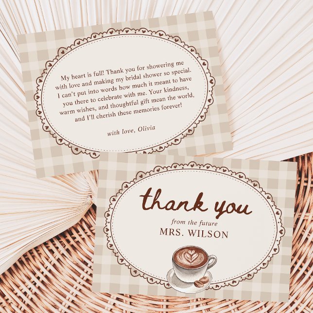 Love is Brewing Gingham Coffee Bridal Shower  Dankeskarte (Von Creator hochgeladen)