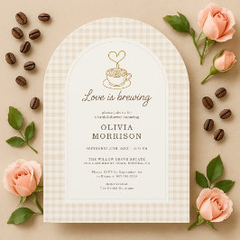 Love is Brewing Gingham Coffee Bridal Shower Einladung