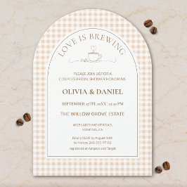 Love Is Brewing Gingham Coffee Couples Shower Einladung