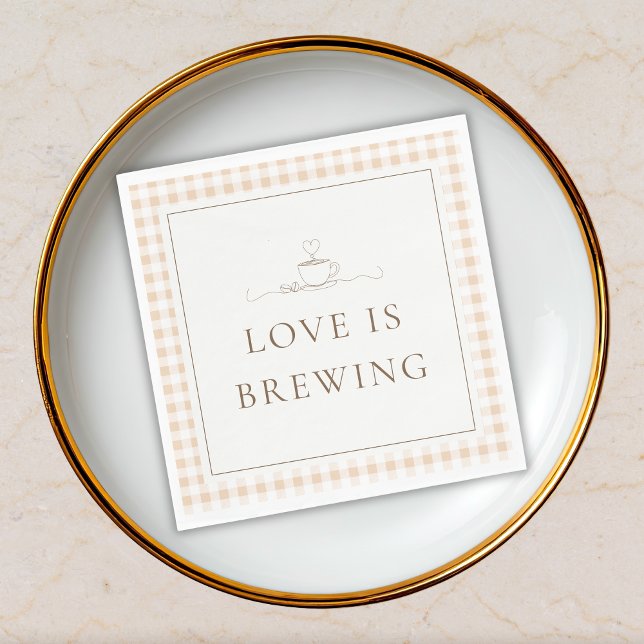 Love Is Brewing Gingham Kaffee Baby Shower Serviette (Von Creator hochgeladen)