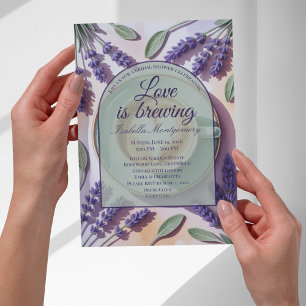 Love Is Brewing Lavendel-Latte-Hochzeitsdusche Einladung