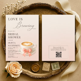 Love is Brewing QR Code Coffee Bridal Shower Einladung