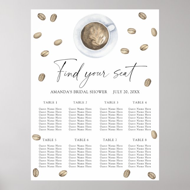 Love is brewing Wedding seating chart Poster (Vorne)