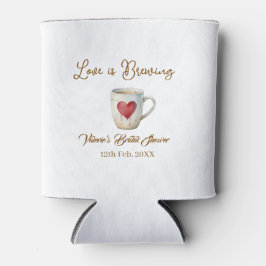 Love is Brewing white coffee mug heart bridal show Dosenkühler