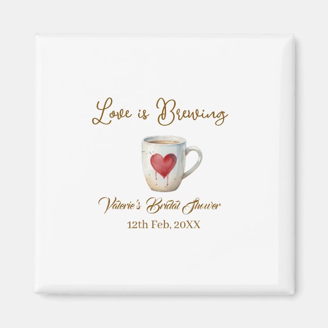 Love is Brewing white coffee mug heart bridal show Magnet (Vorne)