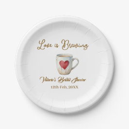 Love is Brewing white coffee mug heart bridal show Pappteller