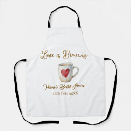 Love is Brewing white coffee mug heart bridal show Schürze