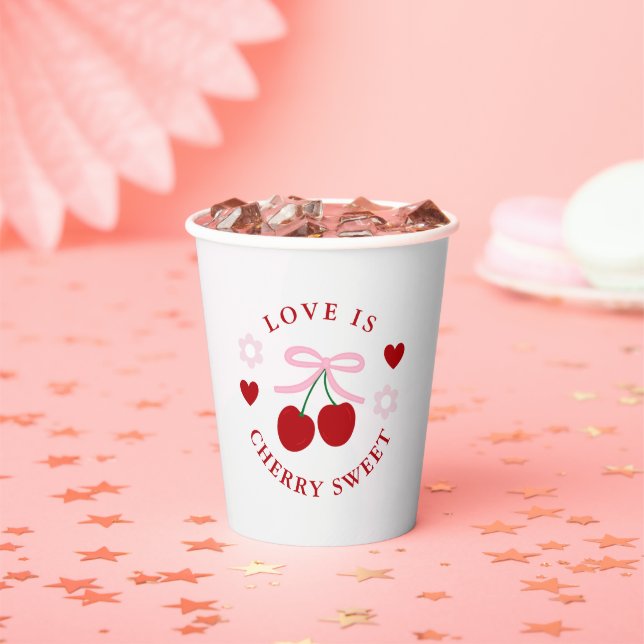 Love Is Cherry Sweet Brautparty Pappbecher (Insitu)