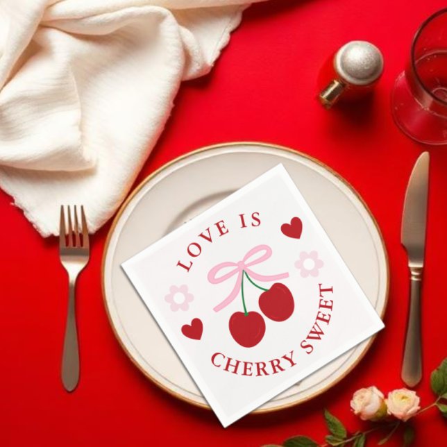Love Is Cherry Sweet Brautparty Serviette (Von Creator hochgeladen)