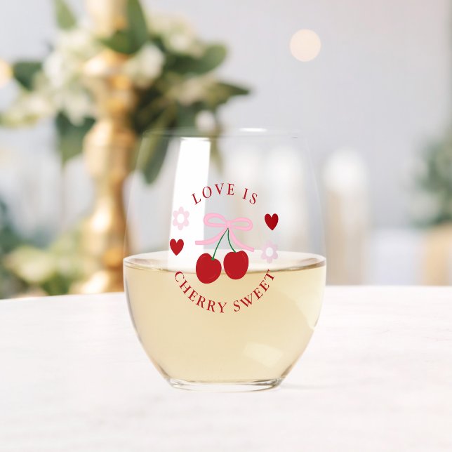 Love Is Cherry Sweet Brautparty Weinglas Ohne Stiel (Insitu (Hochzeit))