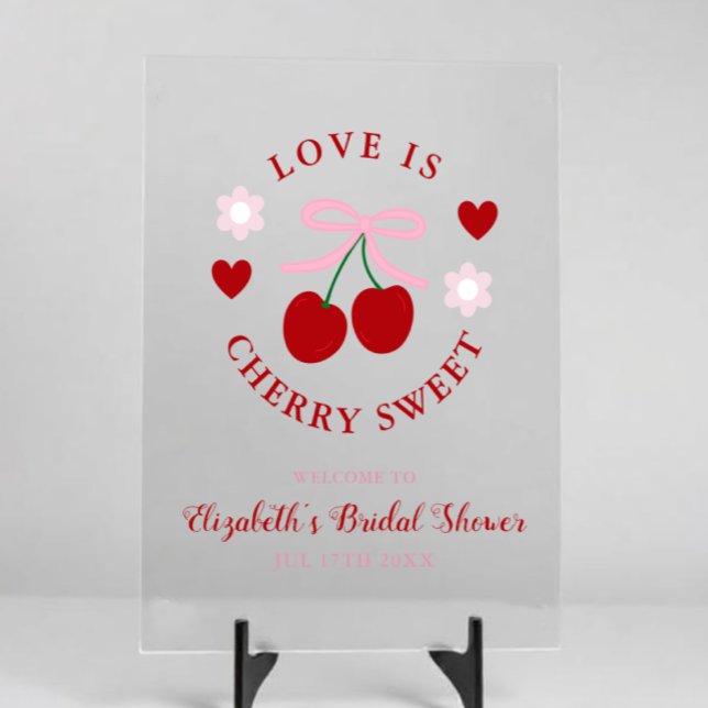 Love Is Cherry Sweet Bridal Shower Acrylschild (Von Creator hochgeladen)