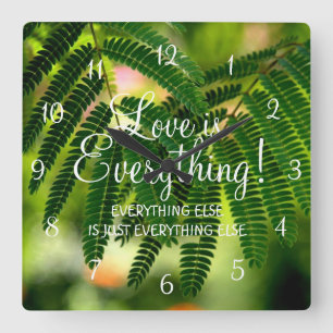 Love is Everything Wall Clock Quadratische Wanduhr