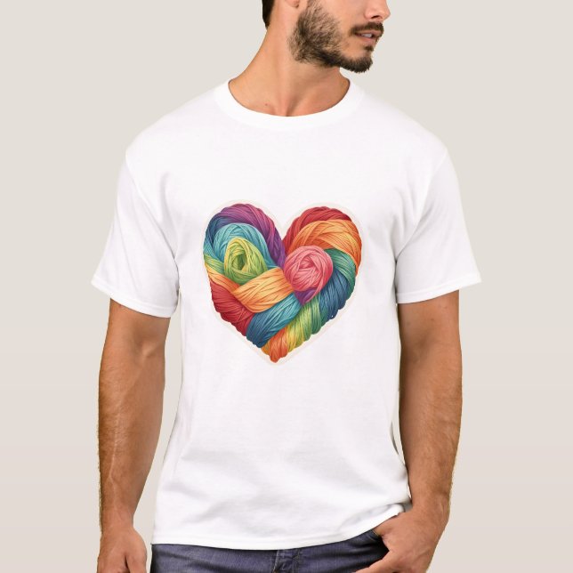 Love is Handmade Rainbow Yarn Sticker. T-Shirt (Vorderseite)