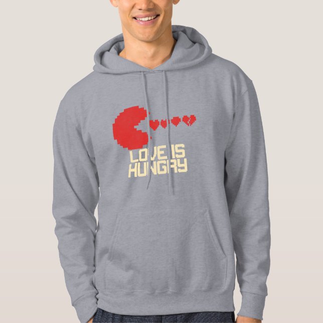 Love Is Hungry – Retro Pixel Hearts Hoodie (Vorderseite)
