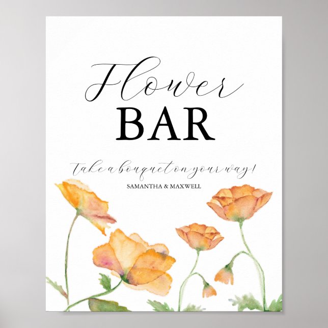 Love Is In Bloom Bridal Shower Flower Bar Sign Poster (Vorne)