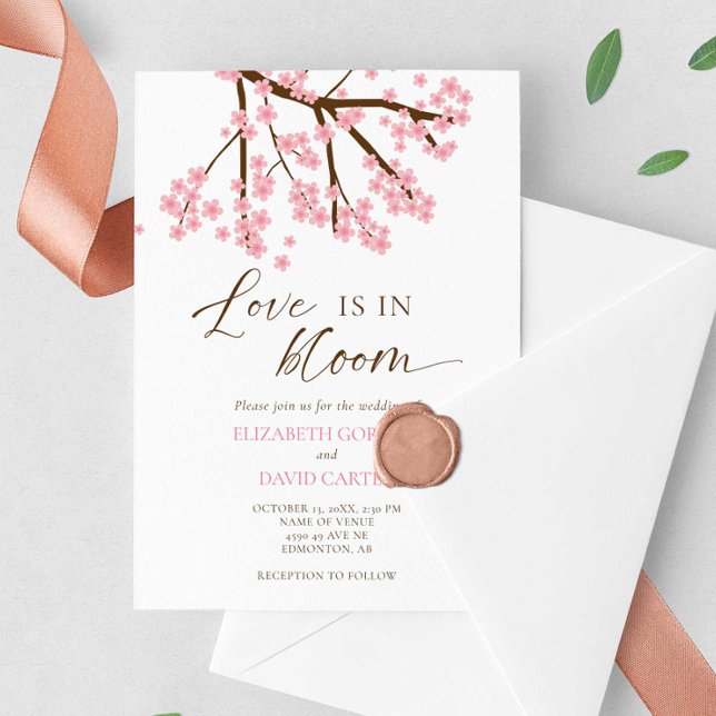 Love is in Bloom Cherry Blossoms Wedding Einladung (Von Creator hochgeladen)