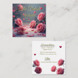 Love is in Bloom Details Pink Roses Wedding Invite Begleitkarte