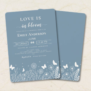Love Is in Bloom Dusty Blue Brautparty-Einladung Einladung