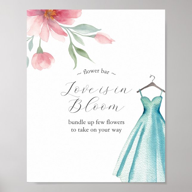 Love is in Bloom Flower Bar Poster Blue Dress (Vorne)