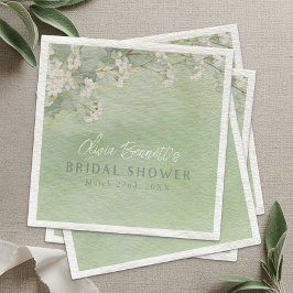 Love Is in Bloom Green Floral Bridal Shower Napkin Serviette