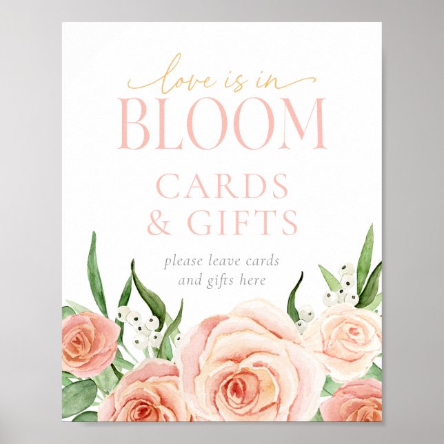 Love Is In Bloom Pink Cards And Gift Table Sign Poster (Vorne)