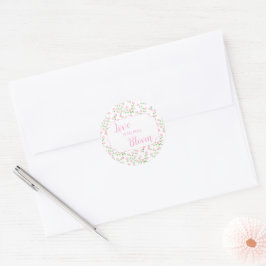 Love Is In Bloom Pink Floral Bridal Shower Runder Aufkleber