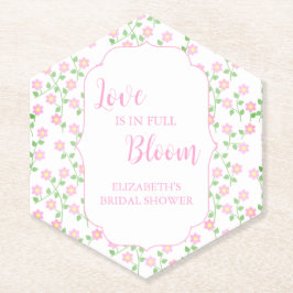 Love Is In Bloom Pink Floral Bridal Shower Untersetzer