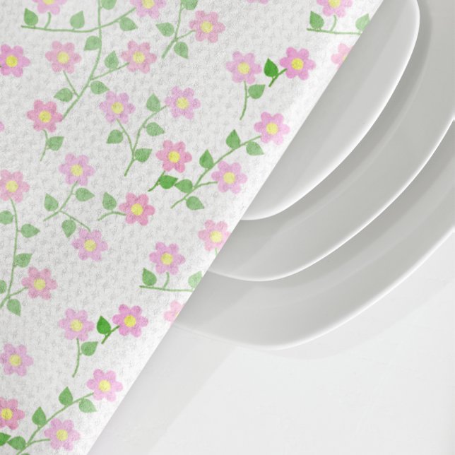 Love Is In Bloom Pink Floral Geschirrtuch (Von Creator hochgeladen)