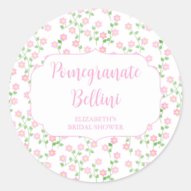Love Is In Bloom Pink Floral Signature Cocktail Runder Aufkleber (Vorderseite)