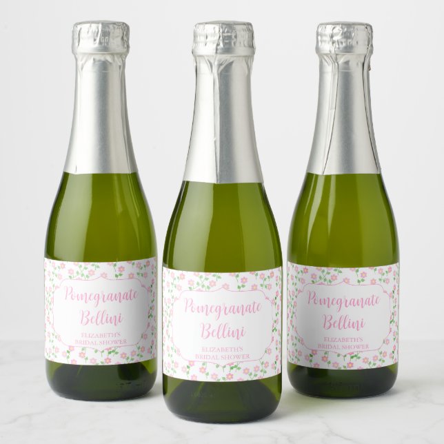 Love Is In Bloom Pink Floral Signature Drink Label (Flaschen)