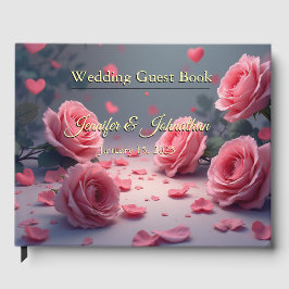 Love is in Bloom Pink Roses Elegant Wedding Gästebuch