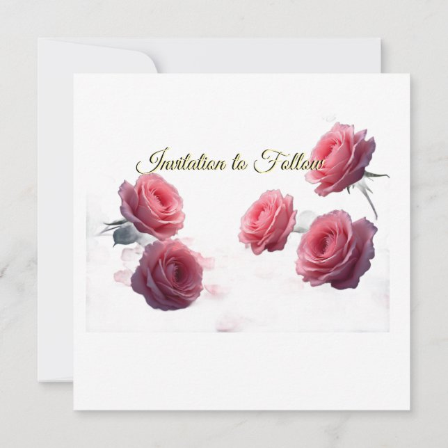 Love is in Bloom Pink Roses Save the Date Wedding (Rückseite)