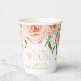 Love Is In Bloom Pink Watercolor Rose Floral Pappbecher